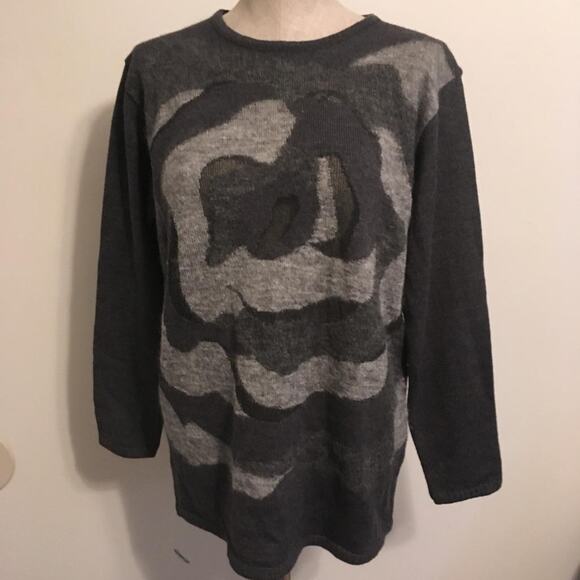Sensazioni Gray Graphic Print Wool Blend Sweater M - Picture 1 of 8